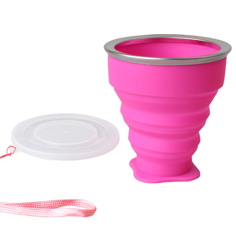 2021 New Design BPA Free Silicone Portable Tea Cup 200ml Folding Cup Water Expandable Collapsible coffee Cup