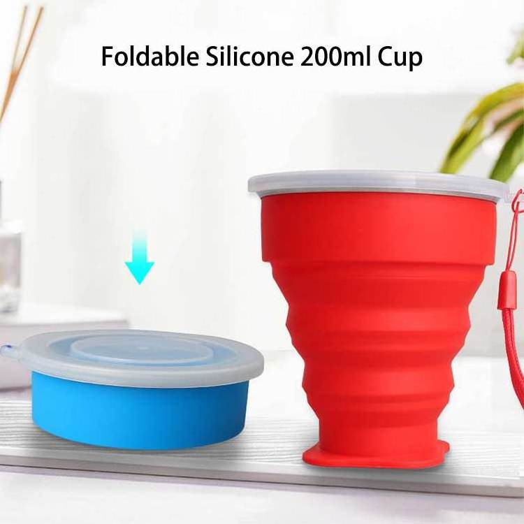 2021 New Design BPA Free Silicone Portable Tea Cup 200ml Folding Cup Water Expandable Collapsible coffee Cup