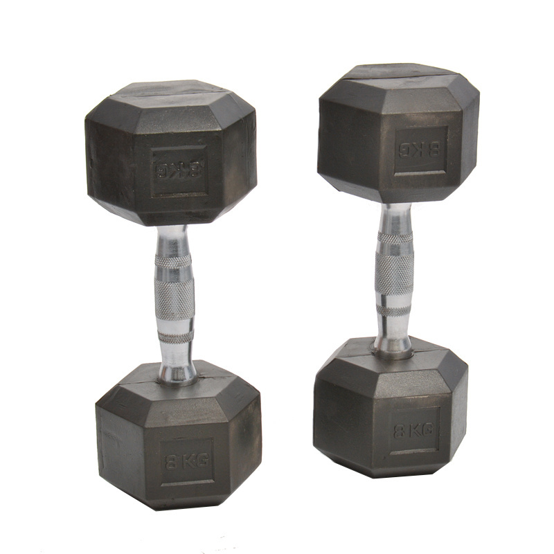 Multi-Specificatin Gym Weight Dumbbells Set Black Hex Rubber Coated Dumbbell