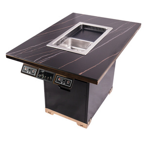 AOBLAdvanced Technology  High Quality Restaurant Furniture Smokeless Integrated Barbecue Hot Pot Table