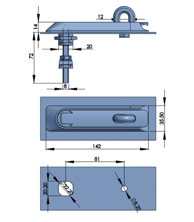 Stainless Steel 304 Lever Door Handle Lock with Plate