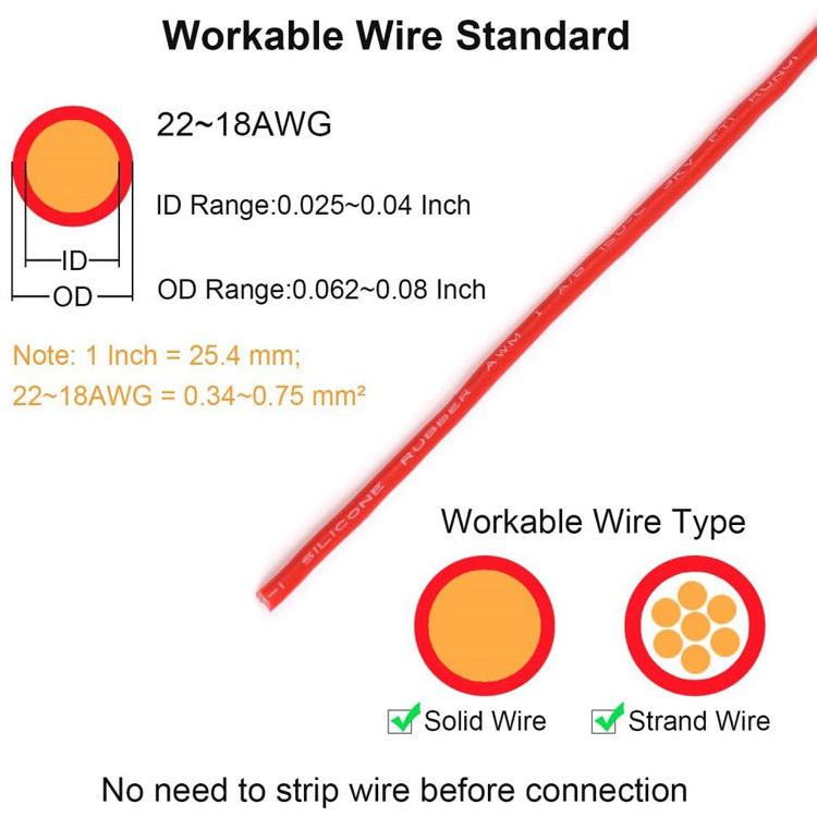 Low Voltage Wire Connectors 2 Pin 2 Way I Shape Terminals 18/20/22 AWG Quick Splice Wire Wiring Connector