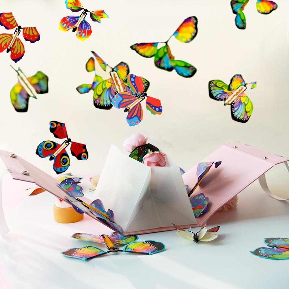 Exploding  Surprise Explosion Bounce Magic Flying Paper Butterfly For Surprise Boxes,magic butterfly flying cake decoration