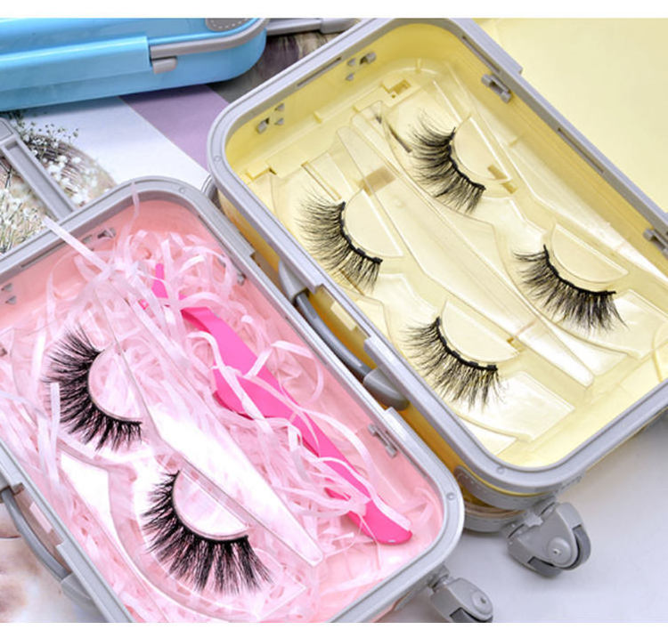 Custom Empty Lashbox Eye Lash Box Mini Luggage Small Eyelash Suit Case Packaging Eyelash Suitcase For Eyelashes