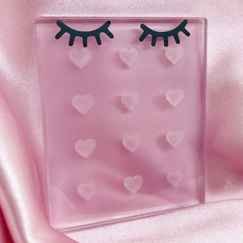 Professional Extensions Lashes Glue Holders Glass Heart Adhesive Lash Tile Crystal Lash Tiles