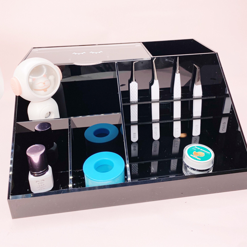 Pink Marble Lash Acrylic Organizer Eyelash Extension Organizer with Lash Tape Cutter for Beauty Salon Tool Storage Organizer