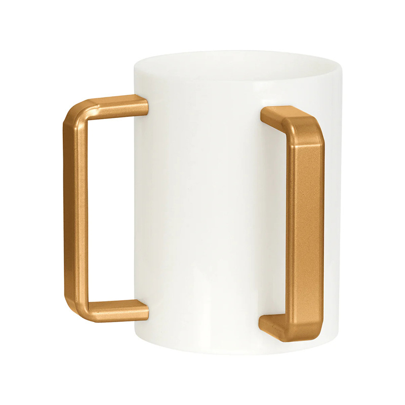 New Design Jewish Hand Washing Ritual Modern Style Lucite Wash Cup White with Gold Handles/Judaica Acrylic Wash Cup