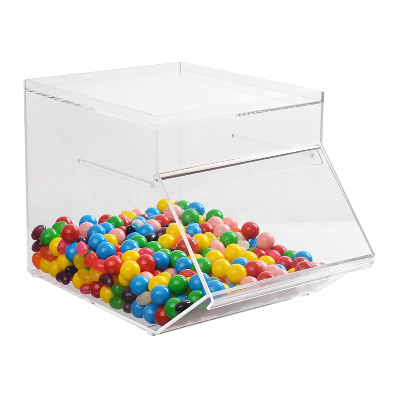 Retail Candy Stores Storage Nut Granola Top Opening Display Cabinet Bread Organizer Acrylic Display Box with Hinged Lid