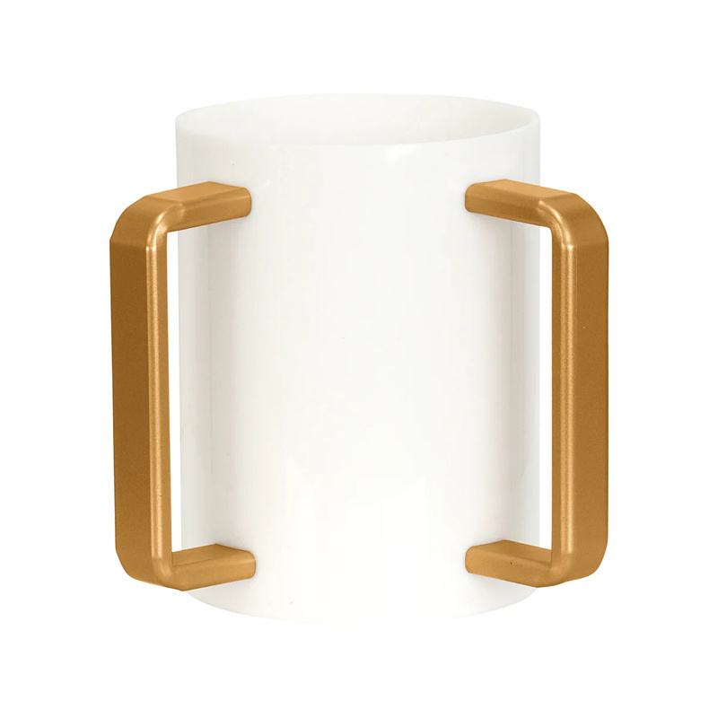 New Design Jewish Hand Washing Ritual Modern Style Lucite Wash Cup White with Gold Handles/Judaica Acrylic Wash Cup