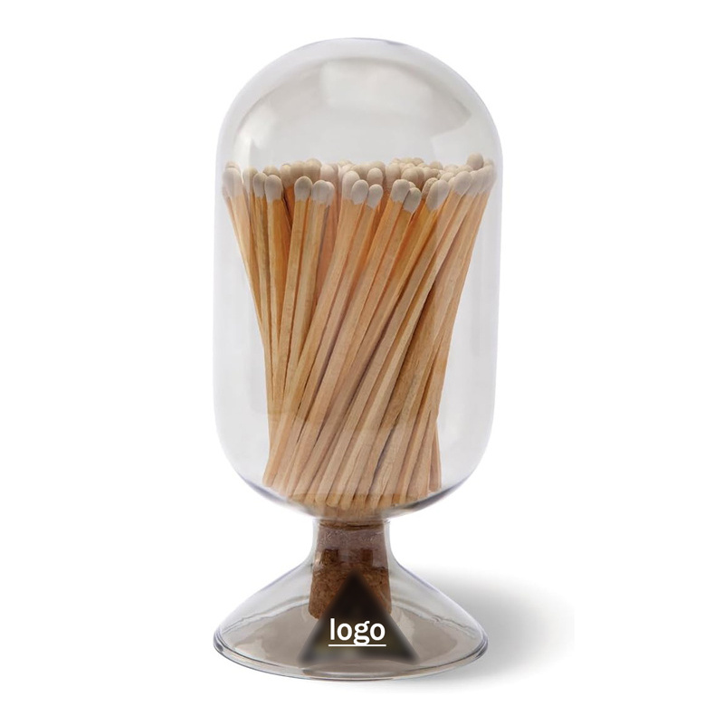 Perfect Candles Matches Fireplace Decor 96mm Small Matches Sticks Skeem Glass Match Cloche with Striker