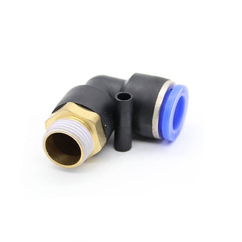 pipe fittings PL elbow L type 90 degree brass thread push in quick connect plastic pneumatic fittings