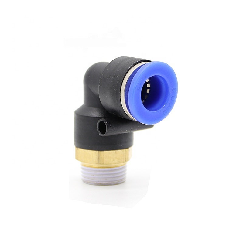 pipe fittings PL elbow L type 90 degree brass thread push in quick connect plastic pneumatic fittings