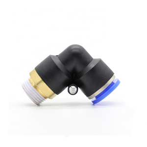 pipe fittings PL elbow L type 90 degree brass thread push in quick connect plastic pneumatic fittings