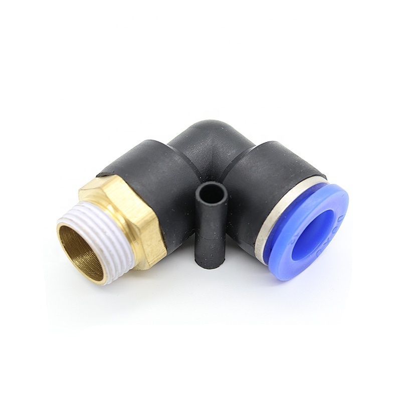 pipe fittings PL elbow L type 90 degree brass thread push in quick connect plastic pneumatic fittings