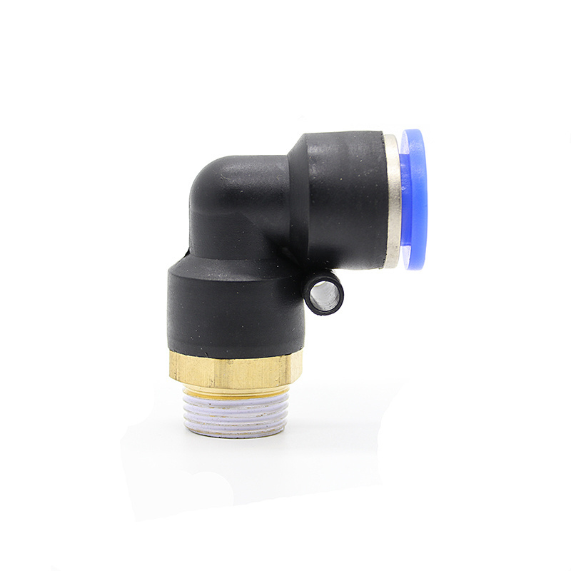 pipe fittings PL elbow L type 90 degree brass thread push in quick connect plastic pneumatic fittings