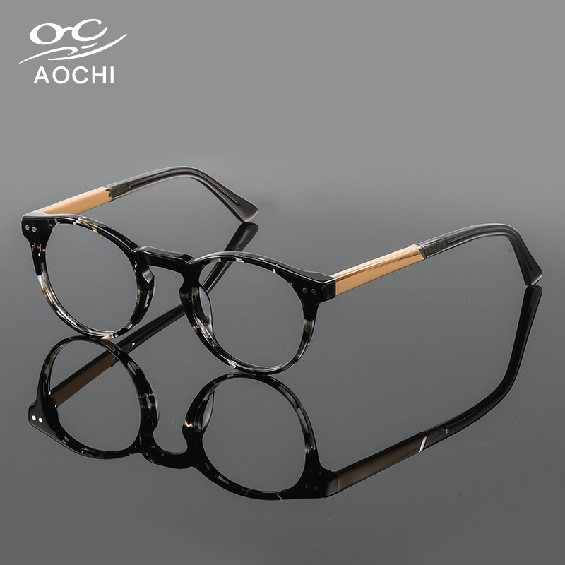 Aochi High Quality Unique Handmade Optical Eyewear Wholesale Custom Logo Blue Light Blocking Glasses Acetate Eyeglasses Frames