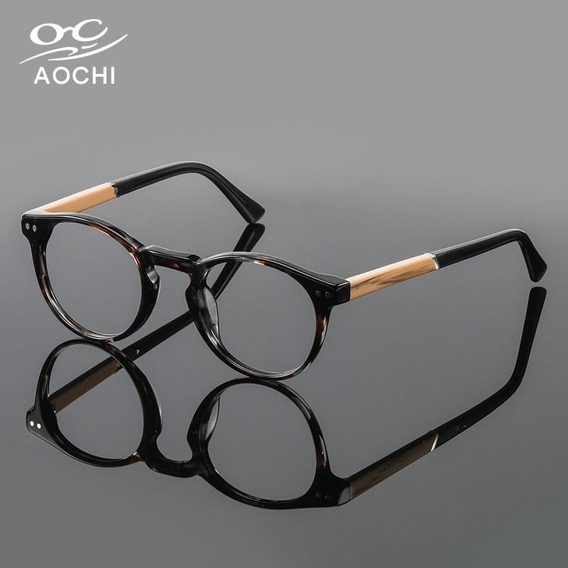 Aochi High Quality Unique Handmade Optical Eyewear Wholesale Custom Logo Blue Light Blocking Glasses Acetate Eyeglasses Frames