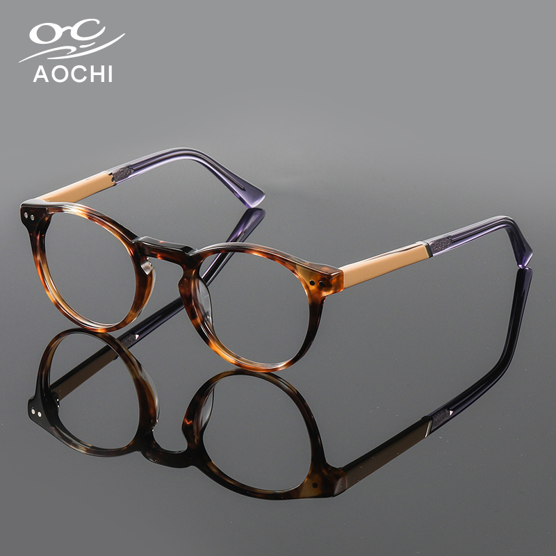 Aochi High Quality Unique Handmade Optical Eyewear Wholesale Custom Logo Blue Light Blocking Glasses Acetate Eyeglasses Frames