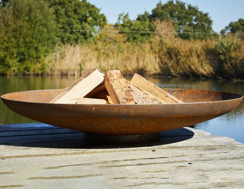 corten steel fire bowl outdoor fire pit BBQ