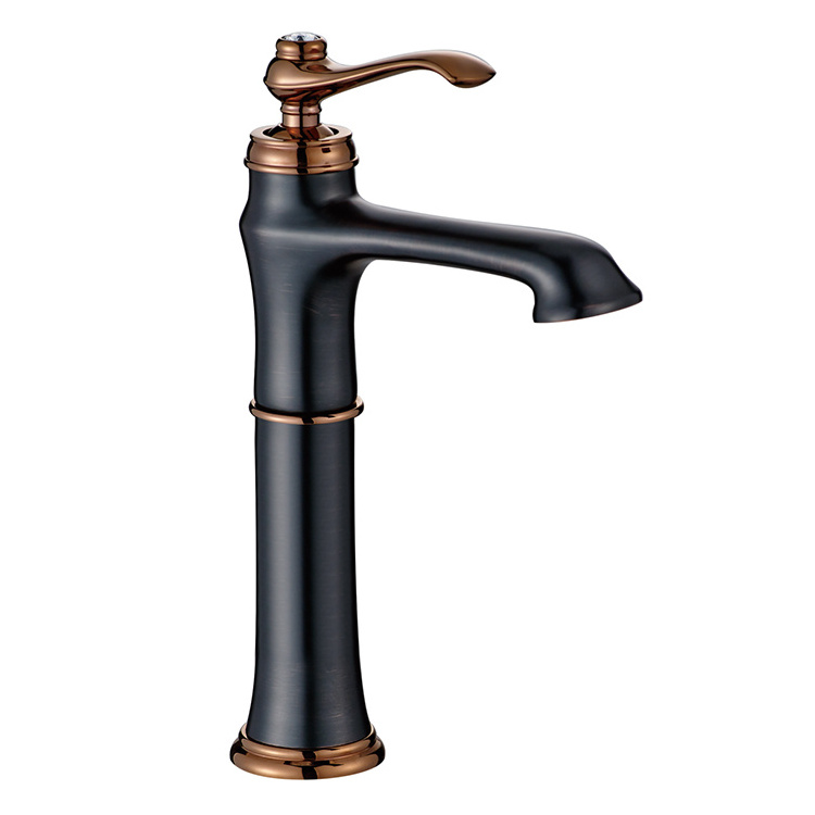 Bathroom Sink Basin Faucet Brass Antique Rose Gold Brown Bronze Brass Tap Basin Faucet