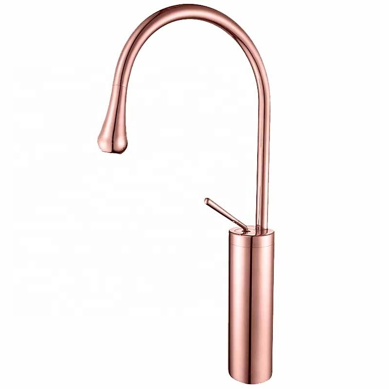 Brushed Rose Gold Water Drop Bathroom Sink Faucet European American Modern Luxury Bathroom Faucets