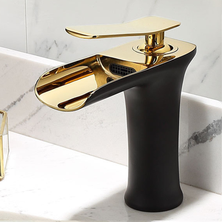 Modern style waterfall luxury white black bathroom waterfall basin faucet