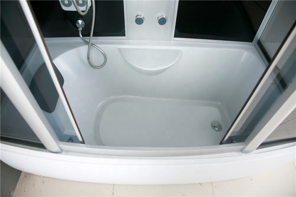 Corner whirlpool tub shower combo frosted glass 4 in 1 shower cabin room