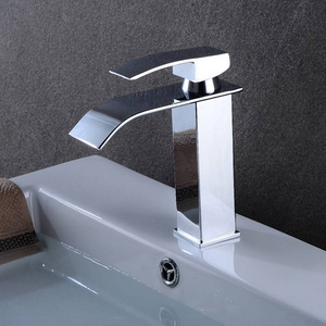 Modern minimalist style single handle waterfall basin faucets bathroom deck mounted basin waterfall faucet