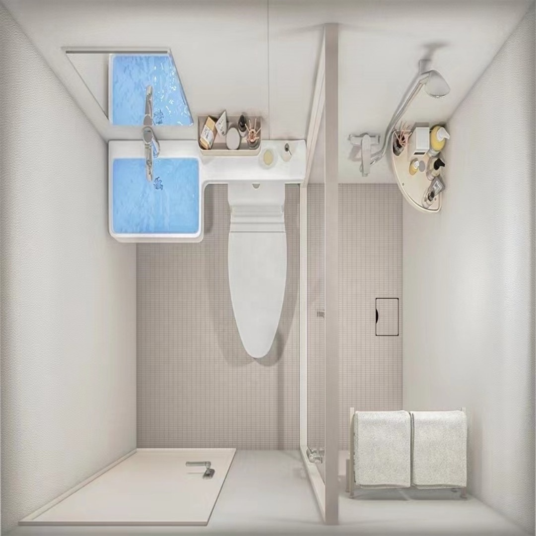 Integrated complete all-in-one modular prefab bathroom pods with toilet shower combo