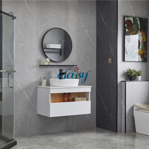 D Slim Cement Oval Gloss Corner Counter Basin Room Modern Top  Bathroom Vanity With Mirrored Cabinet