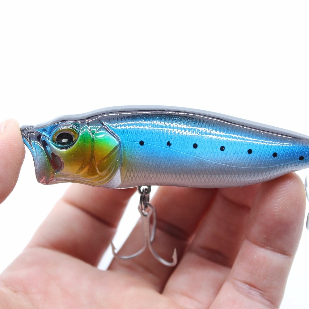 AOCLU Floating Popper 80mm 15g Hard Bait Topwater Swimmer Lure Big Bubbles Attractive SeaBass Fishing VMC Hooks