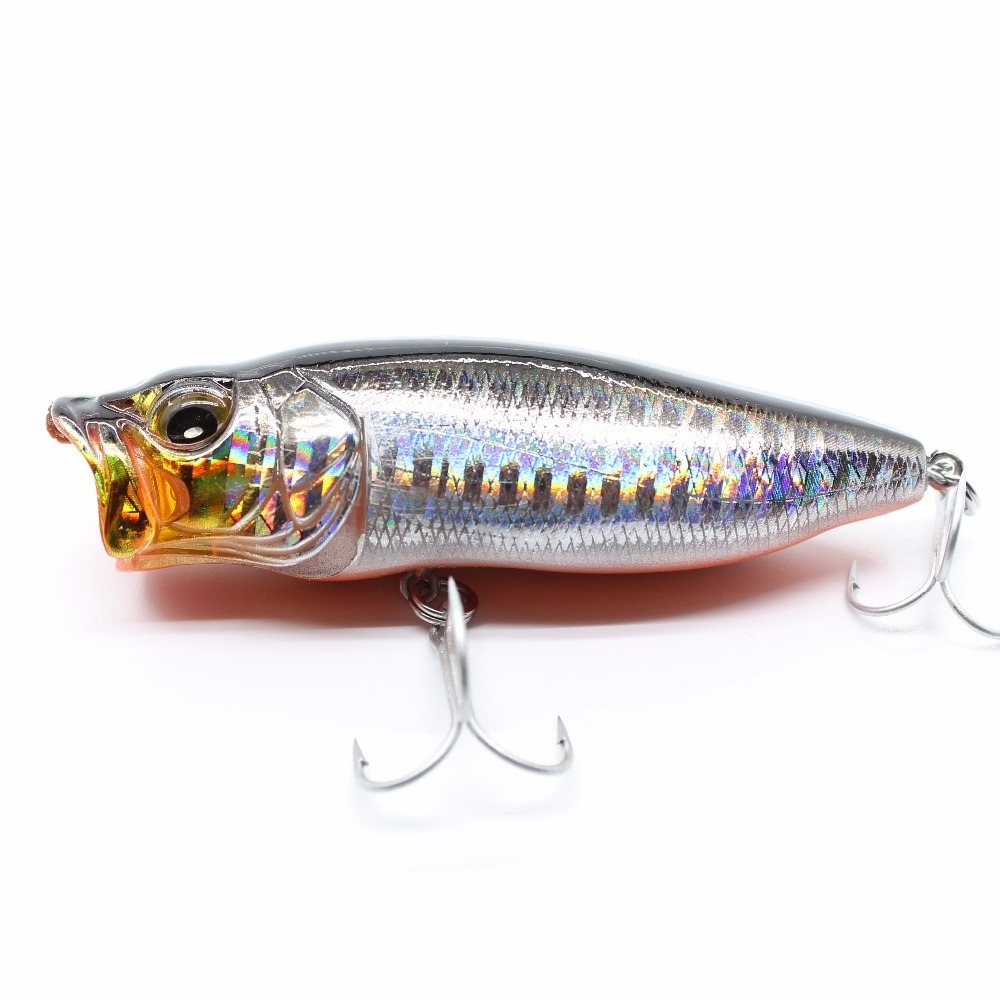 AOCLU Floating Popper 80mm 15g Hard Bait Topwater Swimmer Lure Big Bubbles Attractive SeaBass Fishing VMC Hooks