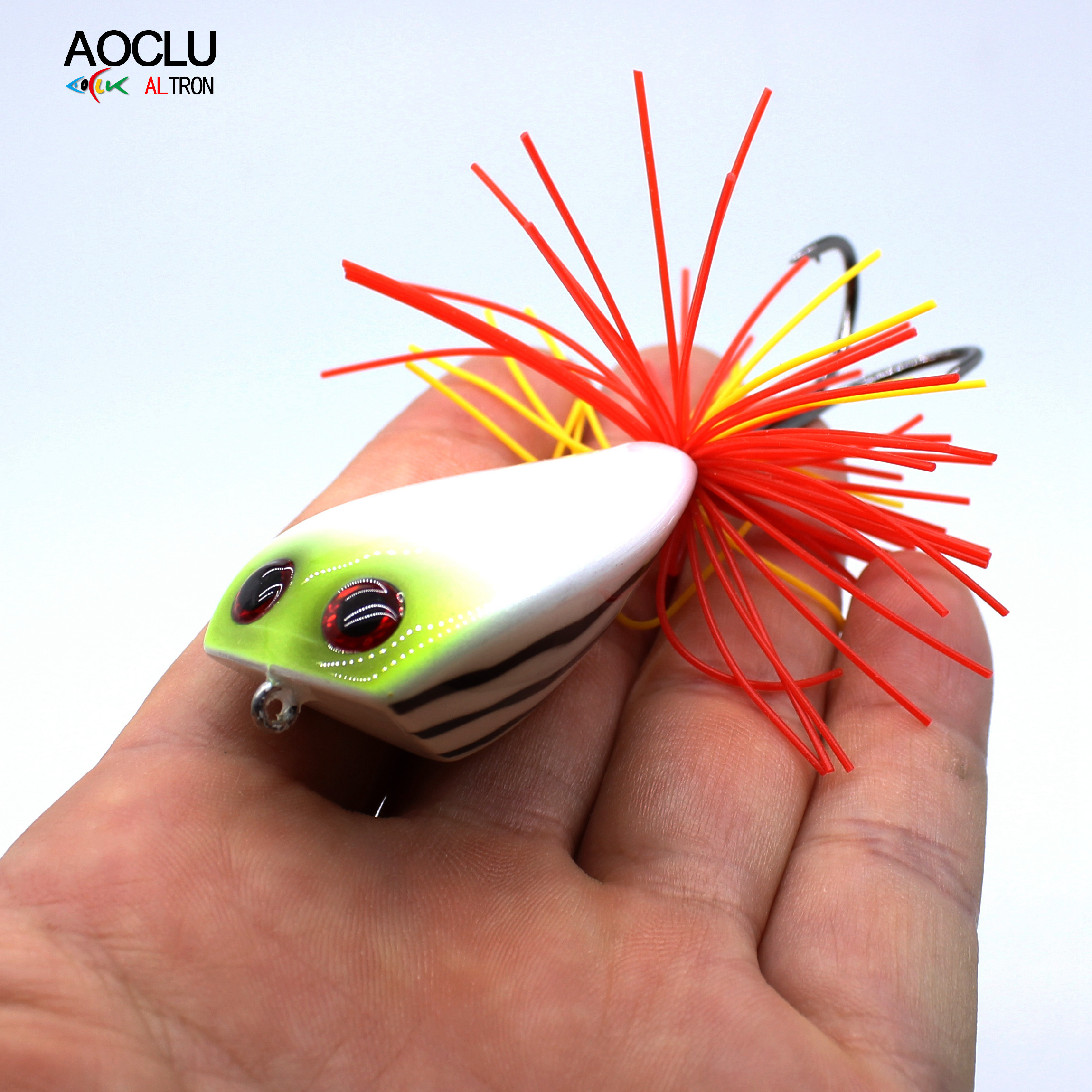 AOCLU Fishing Lure Hard Bait Wobbler Topwater Popper 45mm 10g Floating Jump Frog Bass Mustad Double  Hook