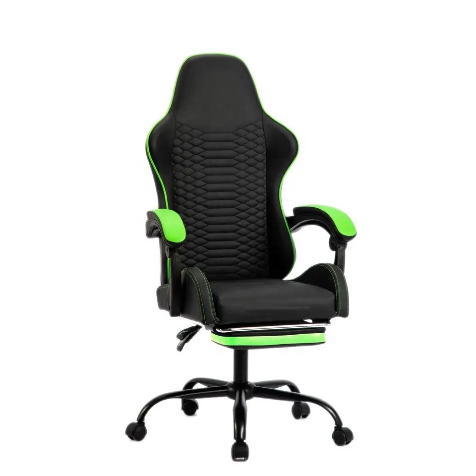 Hot Sale Racing Style Pc Lumbar Support PU Diamond Leather Ergonomic Scorpion Cheap Green Gaming Chair with Footrest Massage