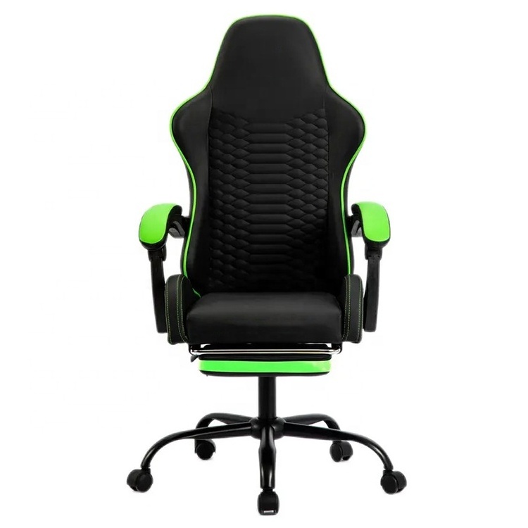 Hot Sale Racing Style Pc Lumbar Support PU Diamond Leather Ergonomic Scorpion Cheap Green Gaming Chair with Footrest Massage