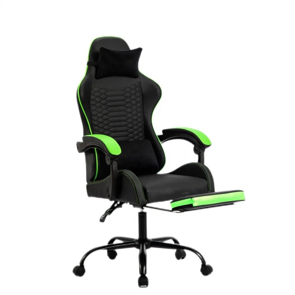 Hot Sale Racing Style Pc Lumbar Support PU Diamond Leather Ergonomic Scorpion Cheap Green Gaming Chair with Footrest Massage