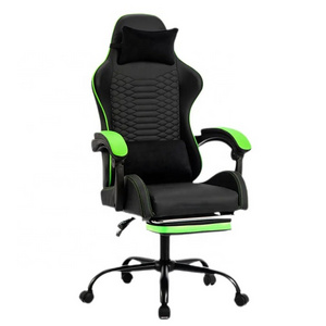 Hot Sale Racing Style Pc Lumbar Support PU Diamond Leather Ergonomic Scorpion Cheap Green Gaming Chair with Footrest Massage