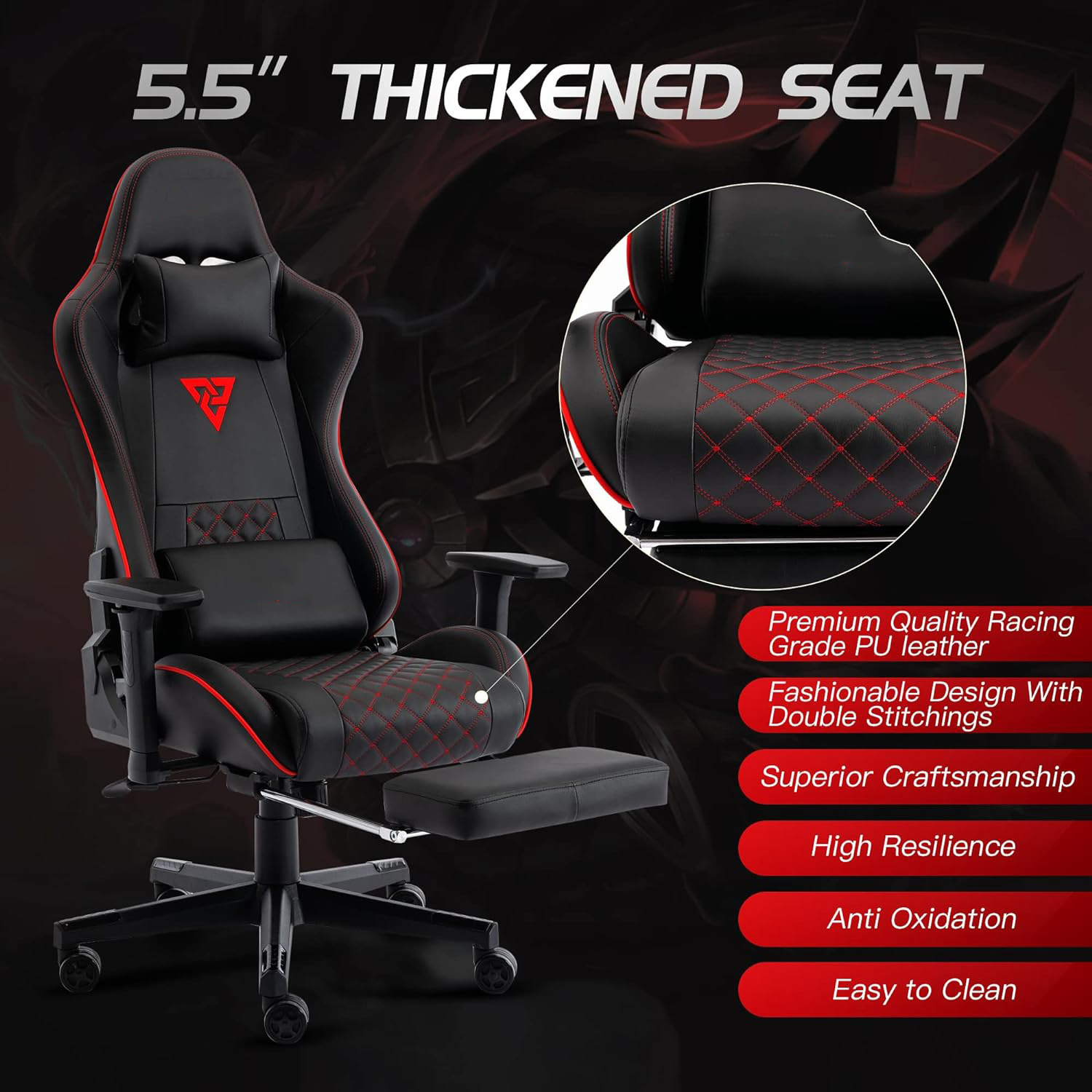 Oem Custom Free Black Cheap Low Price Gaming Racing Chair Red Hot Sale Indian 3D Arms Massage Speaker Gaming Chair with Footrest