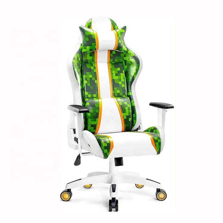 Wholesale Custom Anji South Africa Green White Silent PU Castors Rocking Lifting Office Furniture Racing Computer Chair for Home