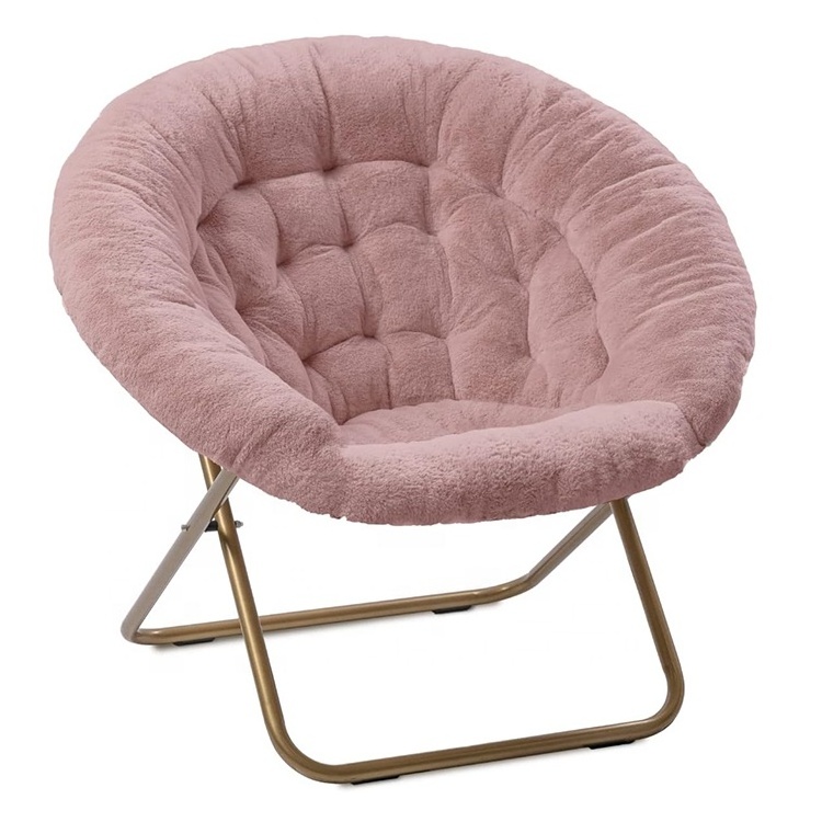 High Quality Comfortable Pink Disc Chair Pet Quick Open Camp Camping Shaped Foldable Swing Moon Leisure Chair for Living Room