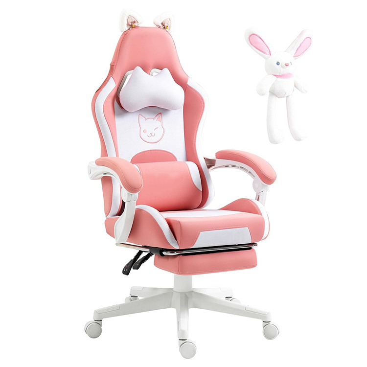 Popular Canada Cat Ears Cute Rabbit Black Pink Recline Massage Gaming Office Desk Chair Computer Recliner Chair for Cat Dog Sofa