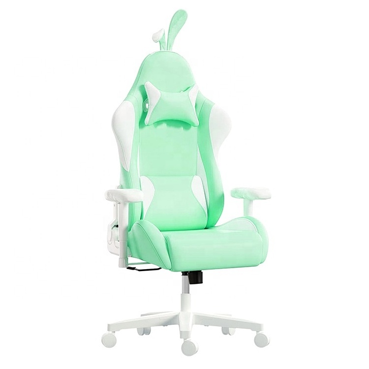 Indonesia Hot Sale Cute Pink Bunny Chair Rosa Silla Gamer 180 Chaise Sillas Recliner Sofa Gaming Chair with Rabbit Ears and Tail