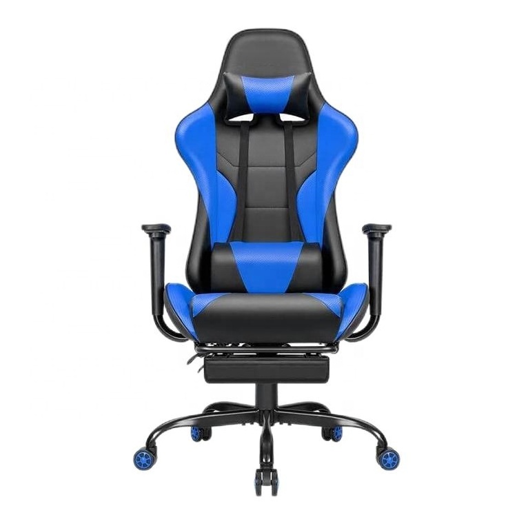 Max 150kg Cheap Blue Leather Chair Ergonormic Executive Swivel Lifting Chair Esports Cheap Gaming Chair with Footrest Metal Base