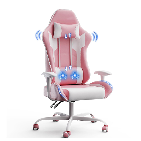 Free Shipping Ergonomic Chair Racer Racing Style Pink Gamer Chair Rosa Massage Lumbar Support Gaming Chair with Class 4 Gas Lift