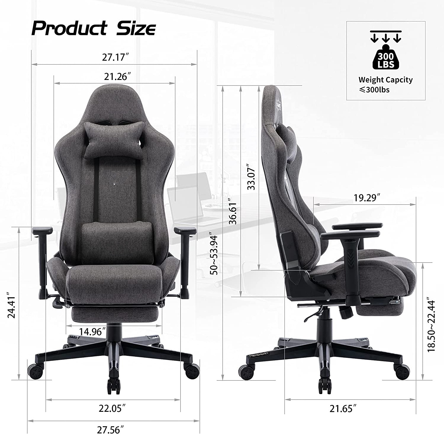 Ddp Hot Sale Brand New 2024 Oem Racing Grey Fabric Office Superior Gamer Chair Adjustable 3D Chair Gaming Stuhl with Leg Support