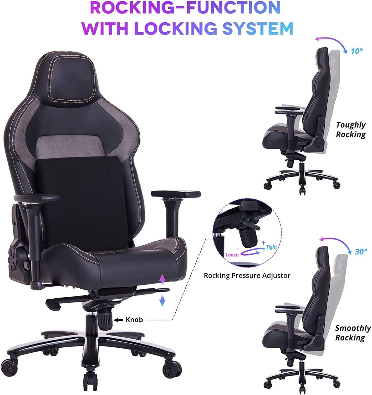 All Day Comfort Gel Cold Cure Foam Summer Lumbar Support Ergonormic Chaise Gaming Game Chair with Aluminium Alloy 4d Armrest