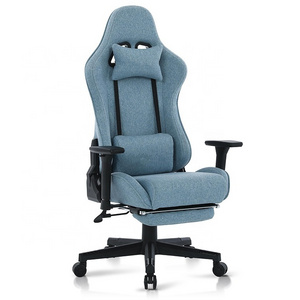 Cheap Hot Sale Brand New 2024 Oem Racing Office Superior Gaming Chair Blue Fabric Adjustable 3D Gaming Stuhl with Leg Support