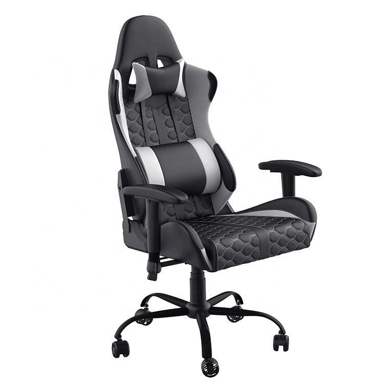 High Back Gaming Chair Wide Seat Computer 2d Armrest Adjustable White Pc Desk Chair Gaming Chair with Strong Robust Metal Base