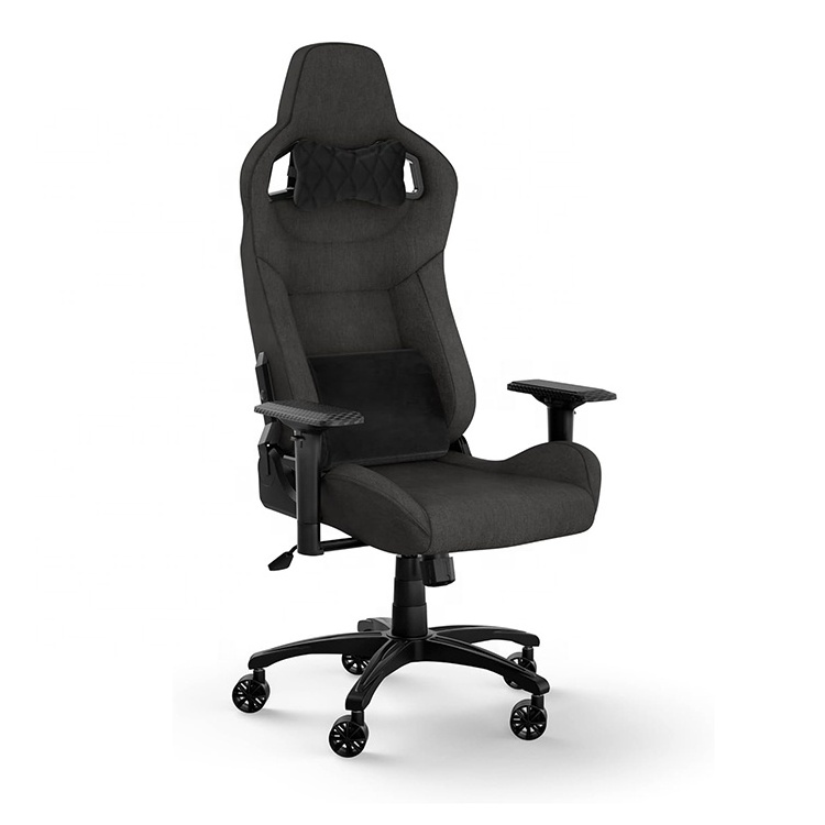 Hot Brazil Racing-Inspired Design Silla Gamer White Light Gray T3 Rush Fabric 4d Gaming Chair with Padded Neck Cushion 4d Arms