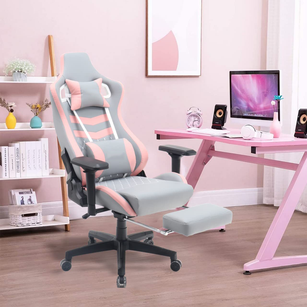 Turkey Hot Free Sample Good Price Oyun Koltugu Computer Pc Pink Game Chair 4d Ergonomic Swivel Gaming Chair with Footrest